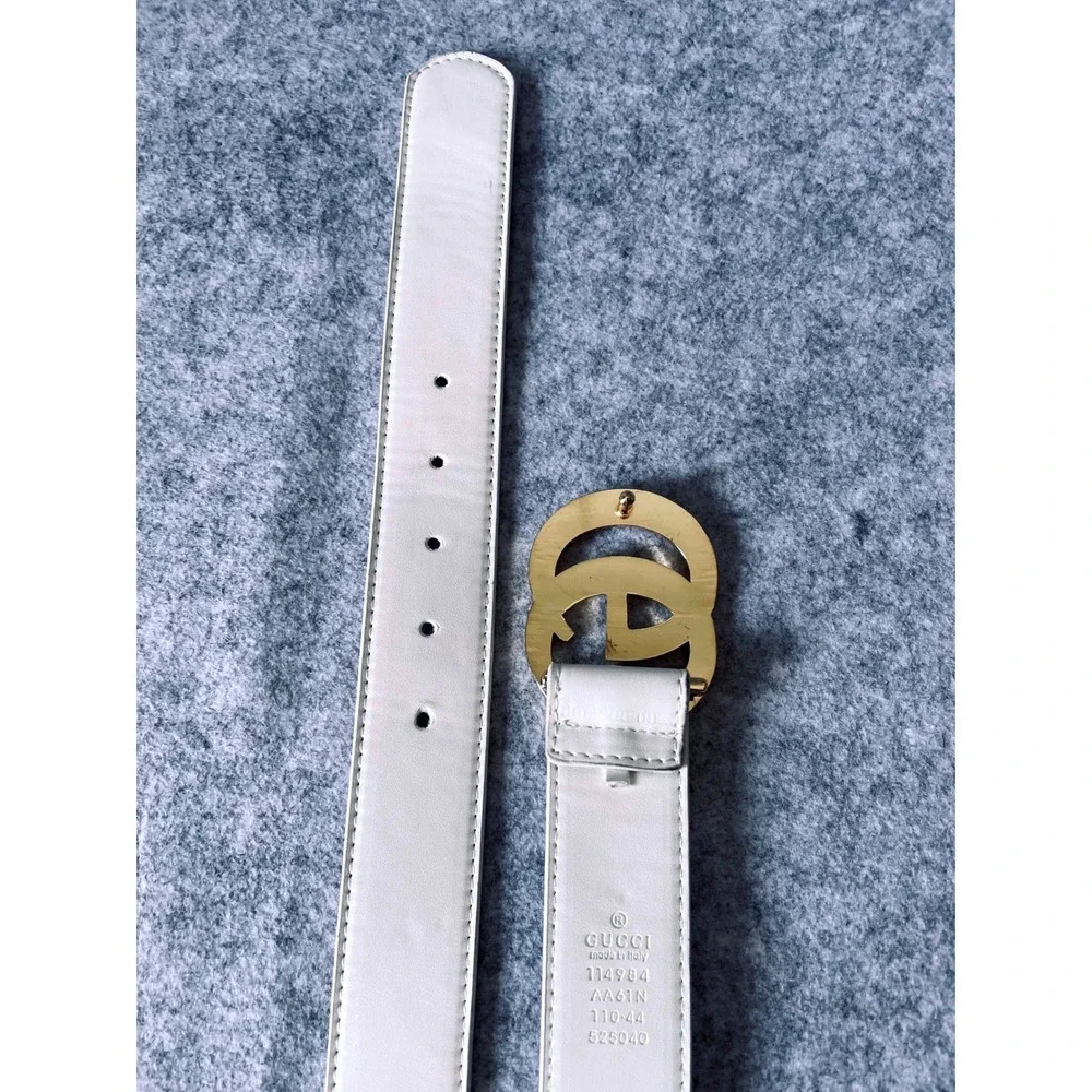 Gucci GG Marmont Leather Belt Off White Gold Buckle Size 110/44